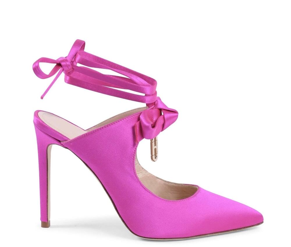 New Dee Ocleppo satin 610 fuxia dominic pink mule heels sz 35